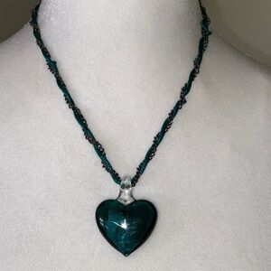 Elegant Murano Glass Heart Pendant Necklace
